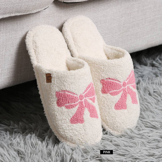 Ribbon Bow Print Luxury Soft Home Slippers