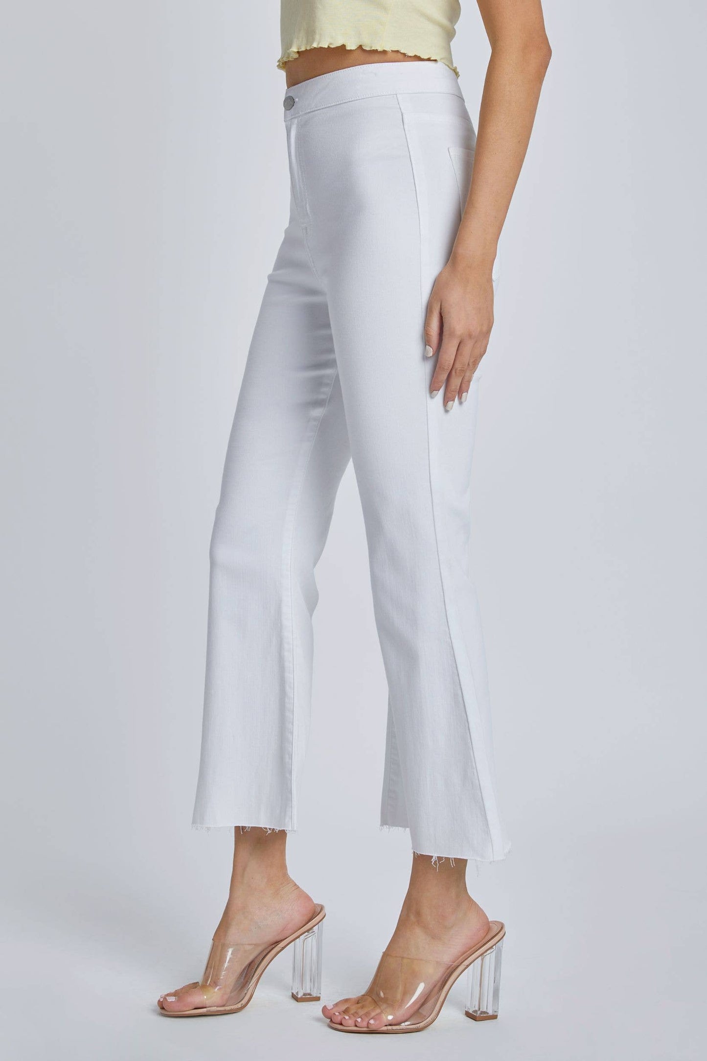 White High Rise Crop Flare Jean