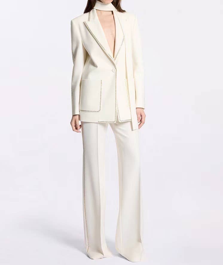 Elisa Diamond-Trim Suit Set