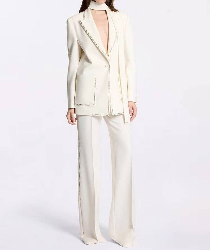 Elisa Diamond-Trim Suit Set