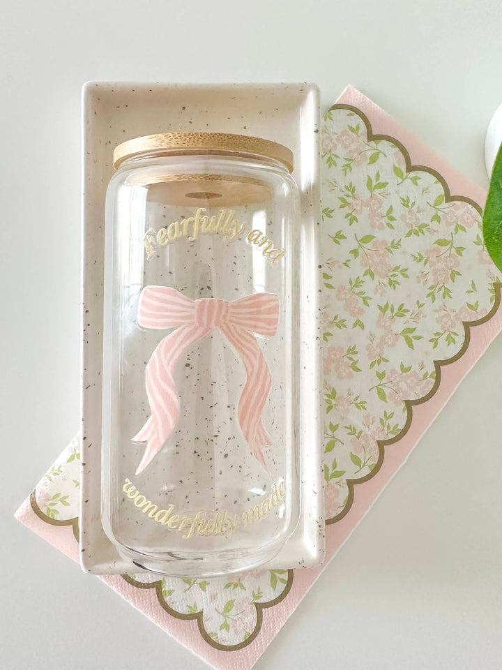 Fearfully and Wonderfully made bow Christian glass cup