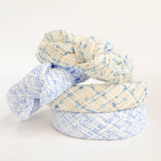 Coastal Blue Tweed Padded Knot Headband