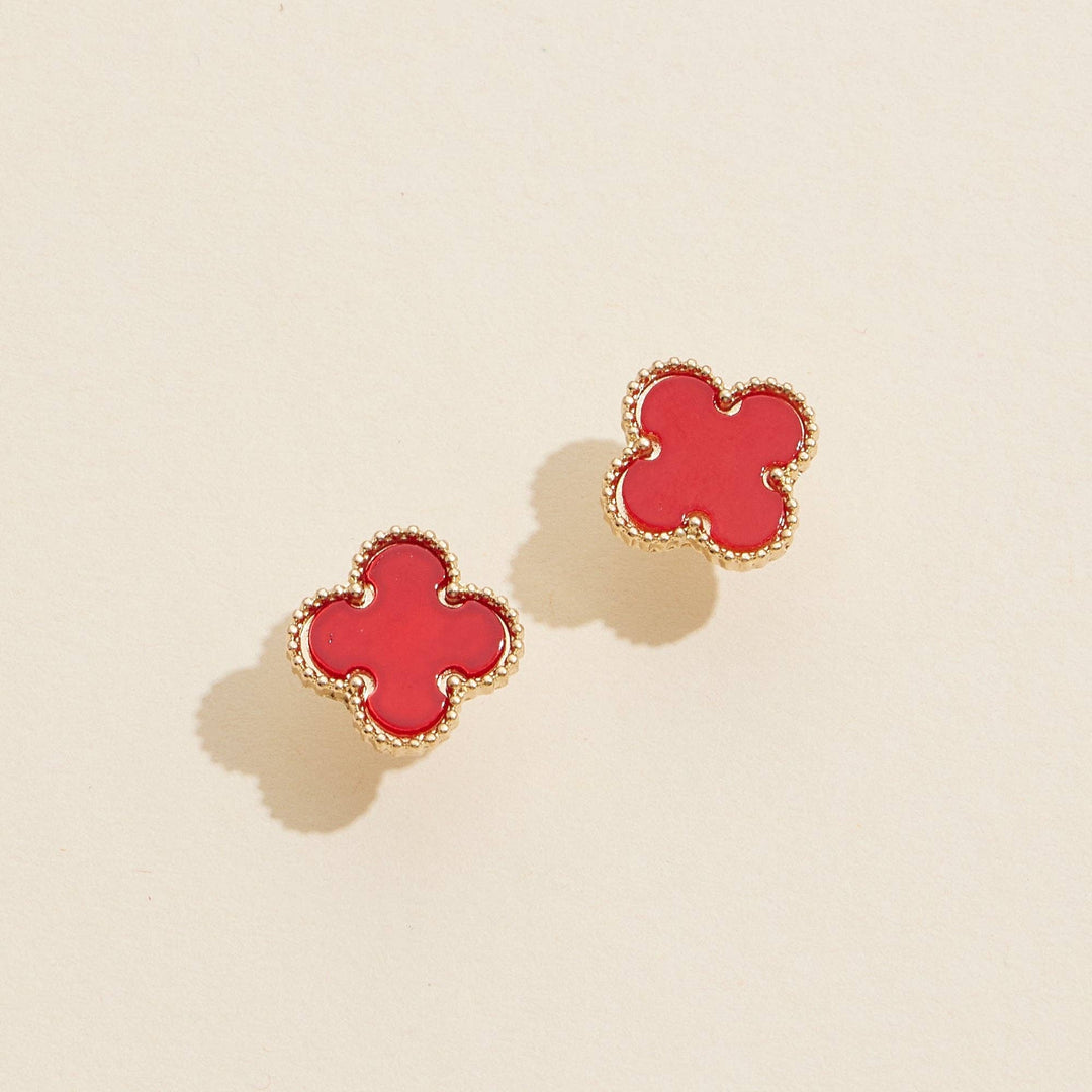 Clover Shape Shell Stud Earrings