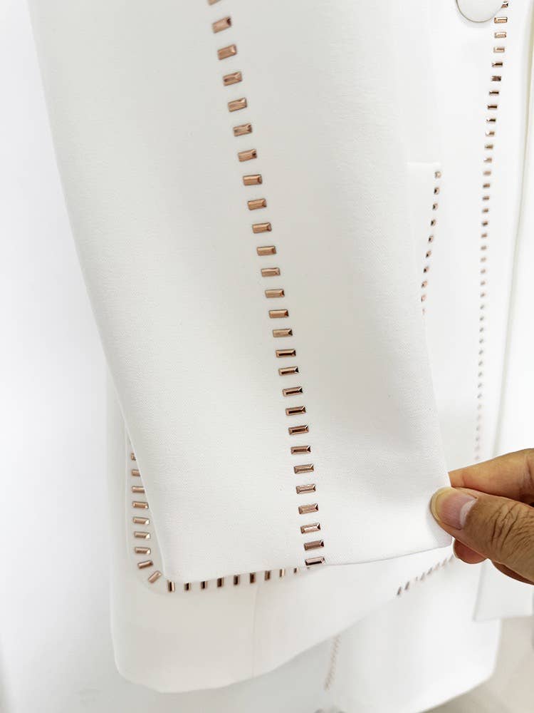 Elisa Diamond-Trim Suit Set