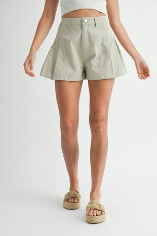 Nola pleated sage shorts