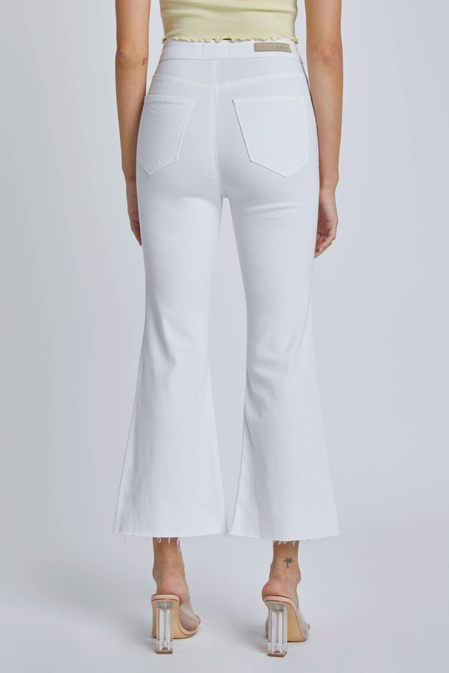 White High Rise Crop Flare Jean