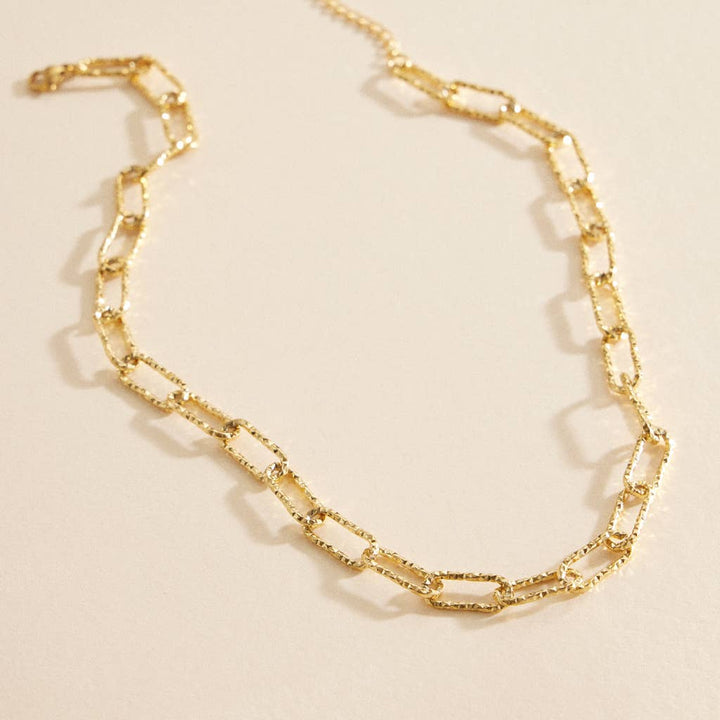 Chain Linked Gold Dip Stainless Steel Short Necklace