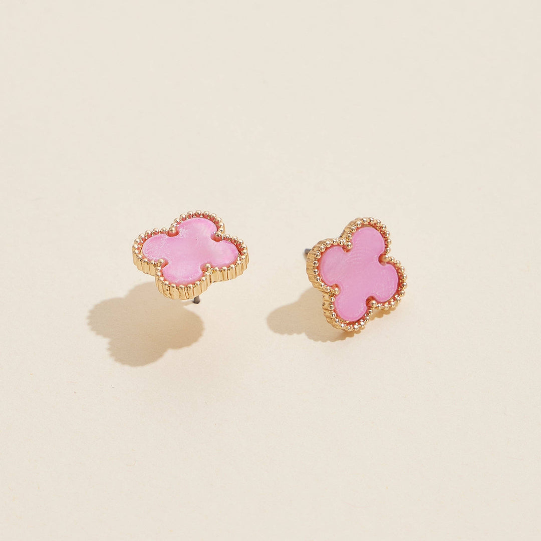 Clover Shape Shell Stud Earrings