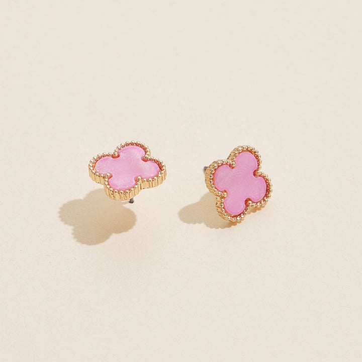 Clover Shape Shell Stud Earrings
