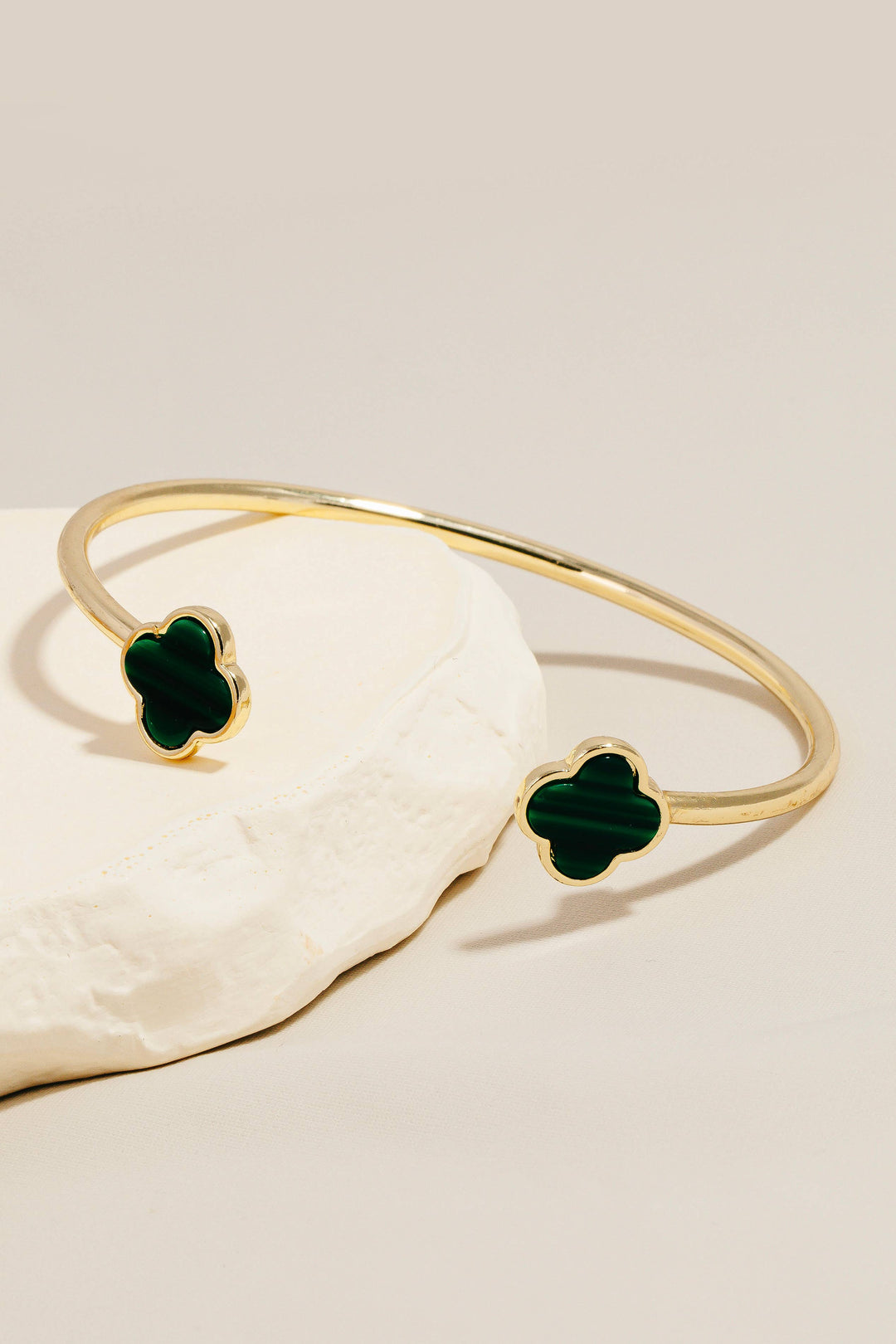 Double Clover Metallic Cuff Bracelet