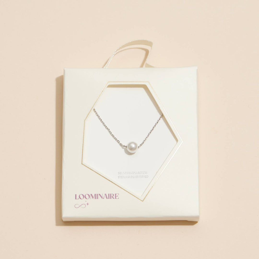 6mm Classic Pearl Charm 18K Gold Dip Necklace