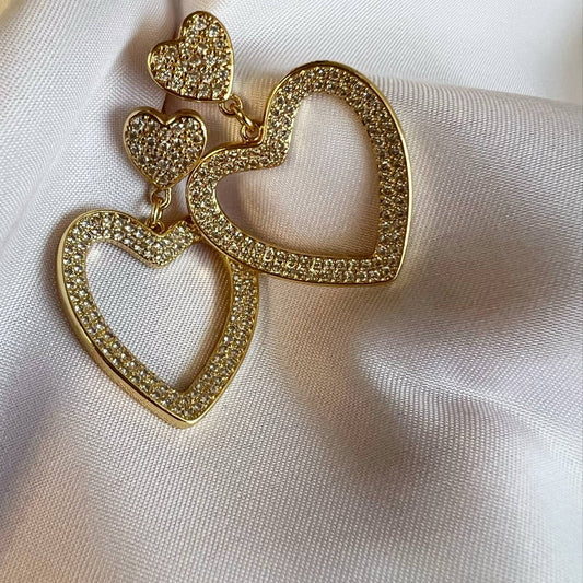 Paris CZ Valentine’s Day Heart Earrings Gold Filled