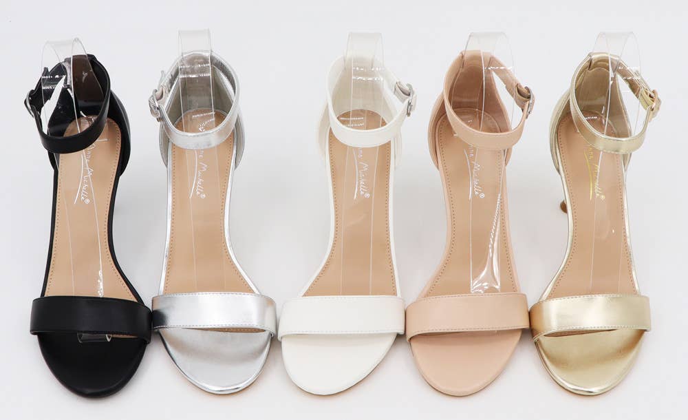 Anne Michelle JOY-21 Women Low Heel Ankle Strap Prom Sandals