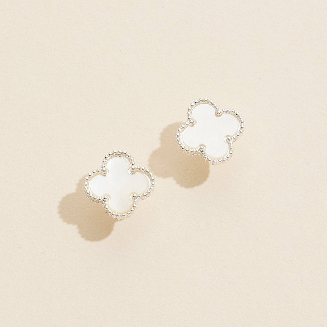 Clover Shape Shell Stud Earrings