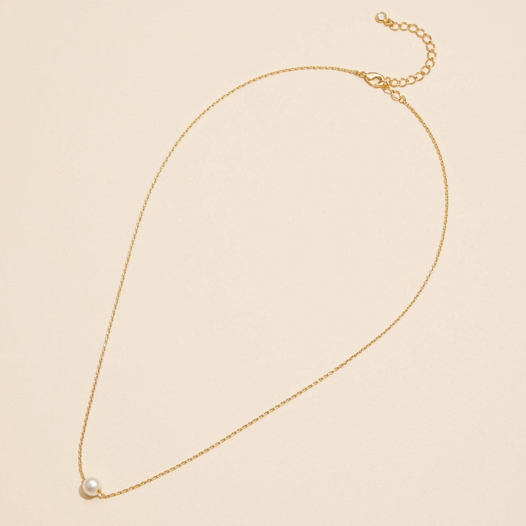 6mm Classic Pearl Charm 18K Gold Dip Necklace