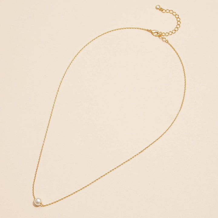 6mm Classic Pearl Charm 18K Gold Dip Necklace