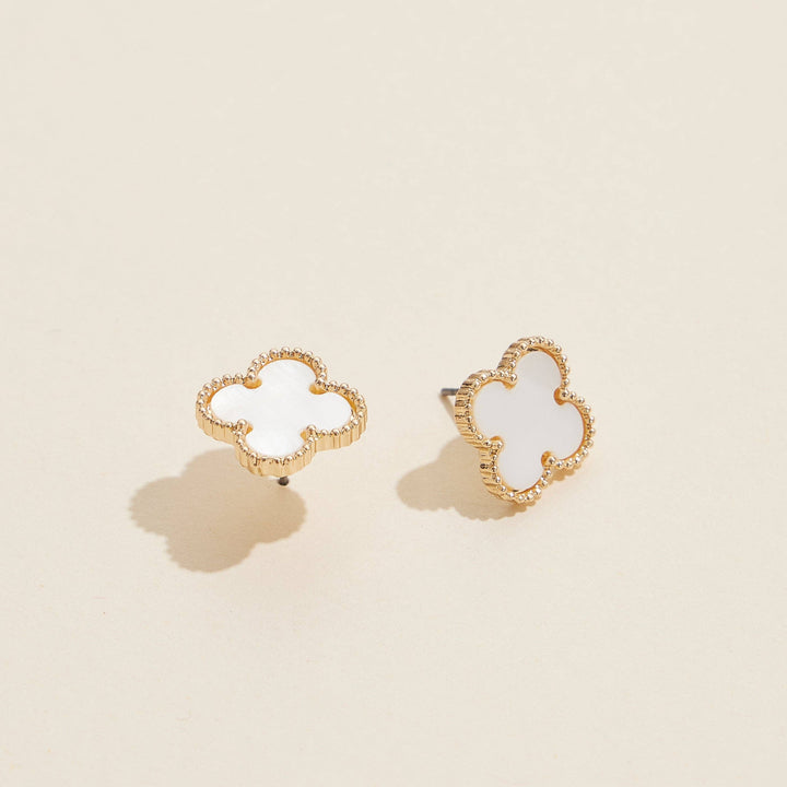 Clover Shape Shell Stud Earrings