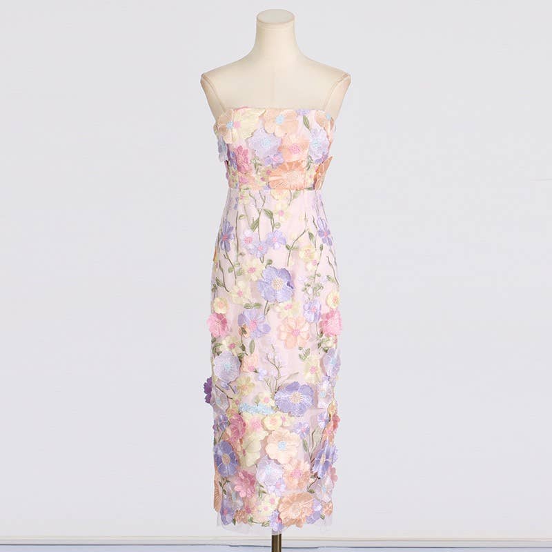 Stella Floral Embroidered Midi Dress