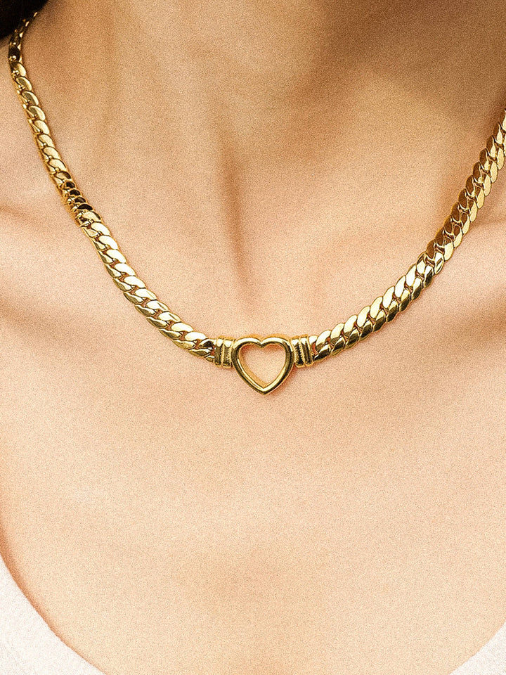Tessa 14K Non-Tarnish Heart Snake Chain Necklace, Bracelet