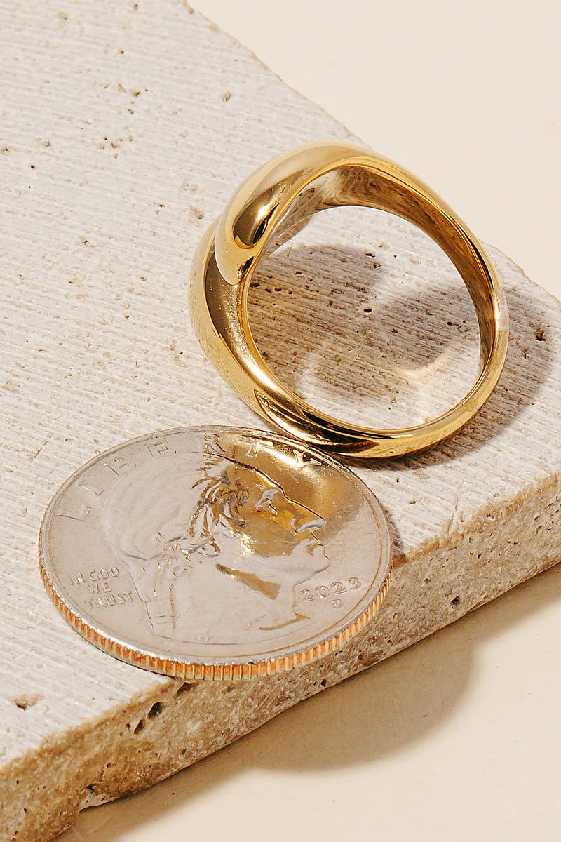 Flat Metallic Tear Wrap Around Open Band Ring