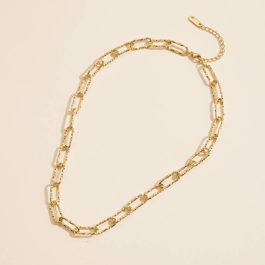Chain Linked Gold Dip Stainless Steel Short Necklace
