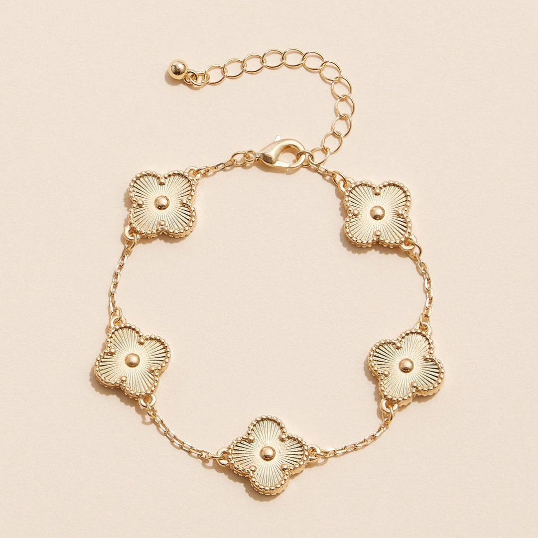 Gold Mother of Pearl Clover Bracelet & Necklace – Elegant Four-Leaf Clover Jewelry