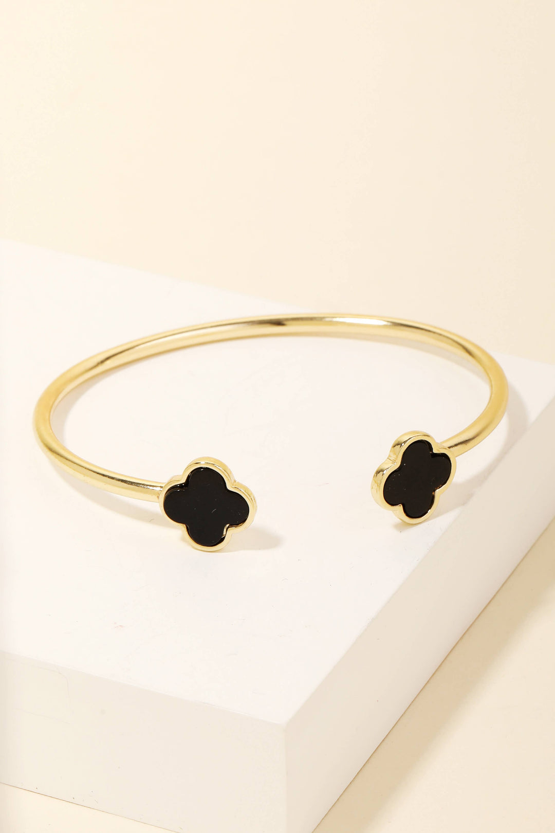 Double Clover Metallic Cuff Bracelet