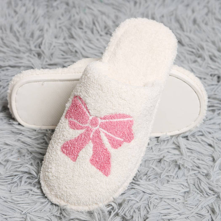 Ribbon Bow Print Luxury Soft Home Slippers