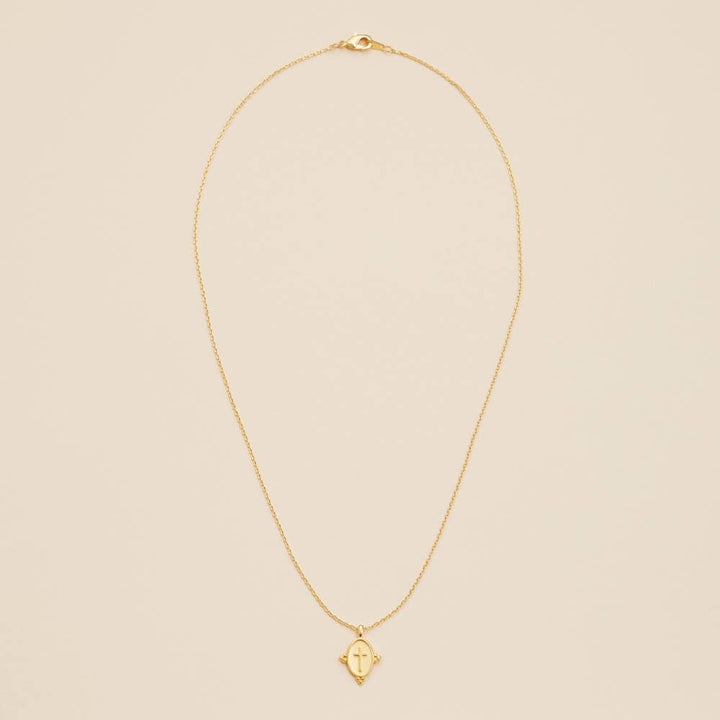 Oval Coin With Cross Charm Necklace
