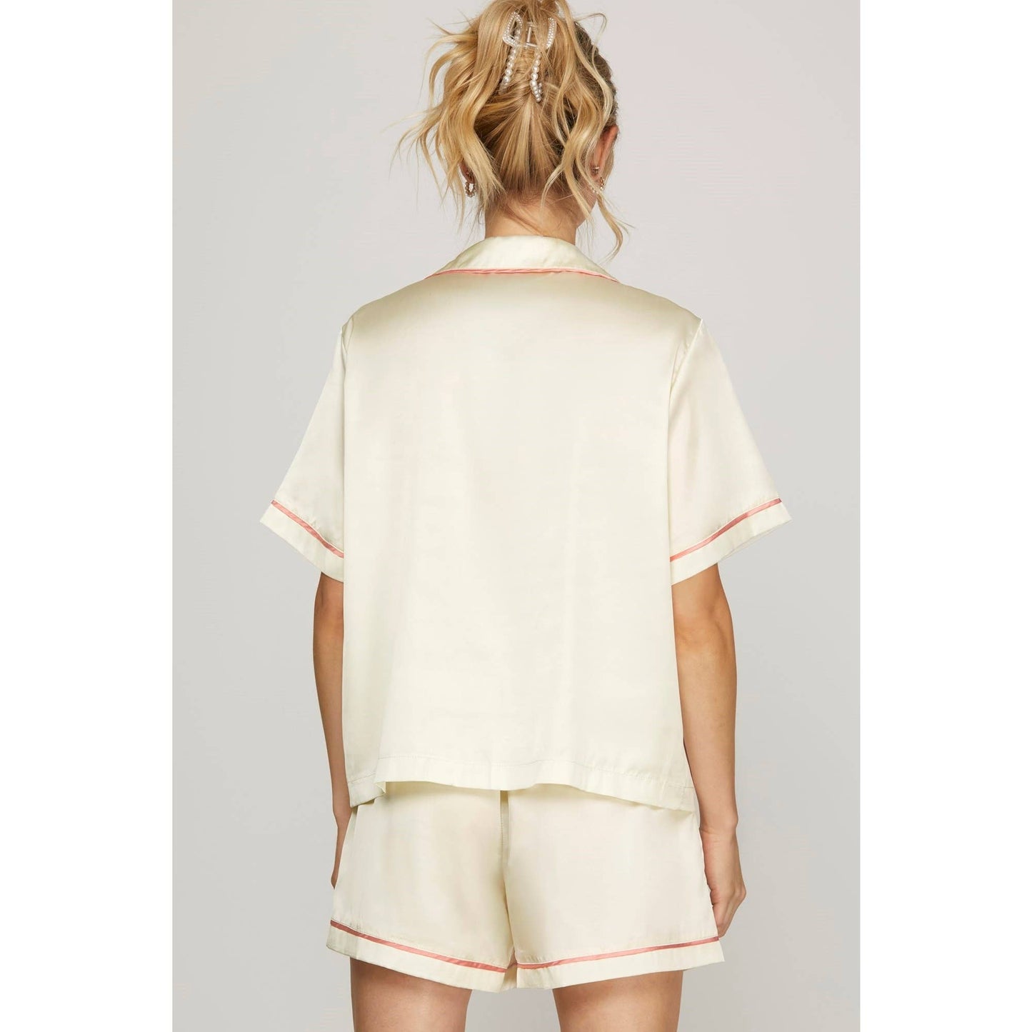 Satin Short Sleeve Top n Shorts Pajama Set