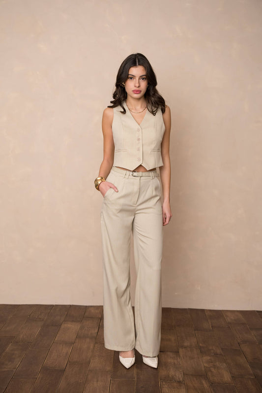 Beige Striped pants