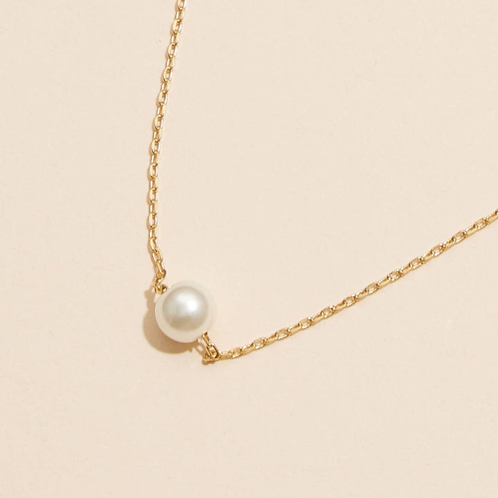 6mm Classic Pearl Charm 18K Gold Dip Necklace