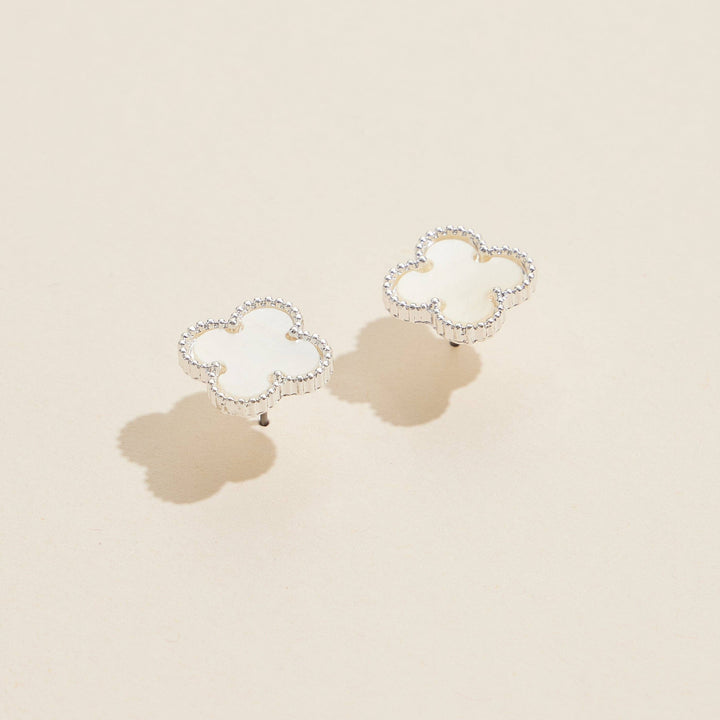 Clover Shape Shell Stud Earrings