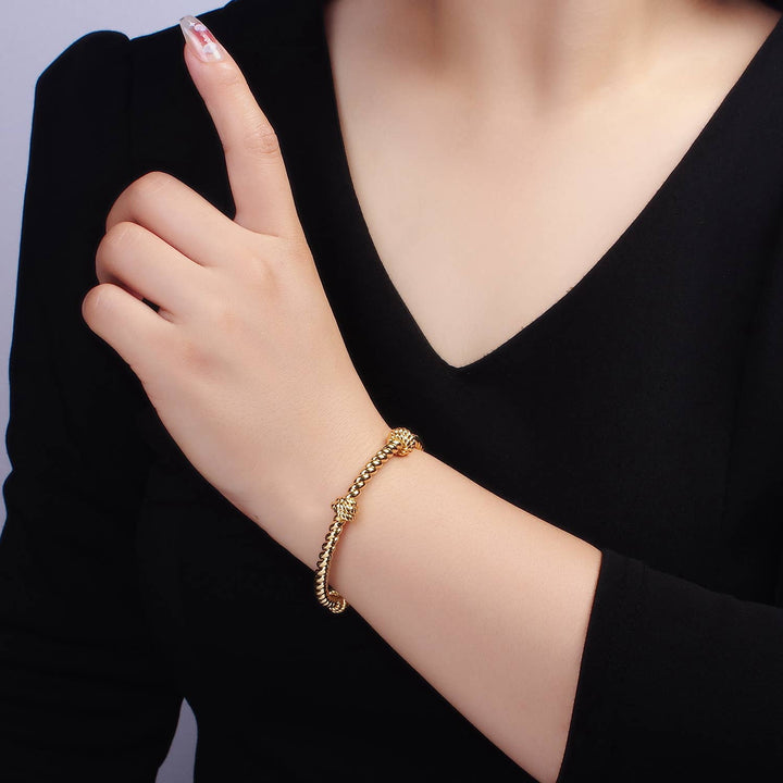 24K Gold Filled Knotted Rope Cuff Bracelet | WA-2518