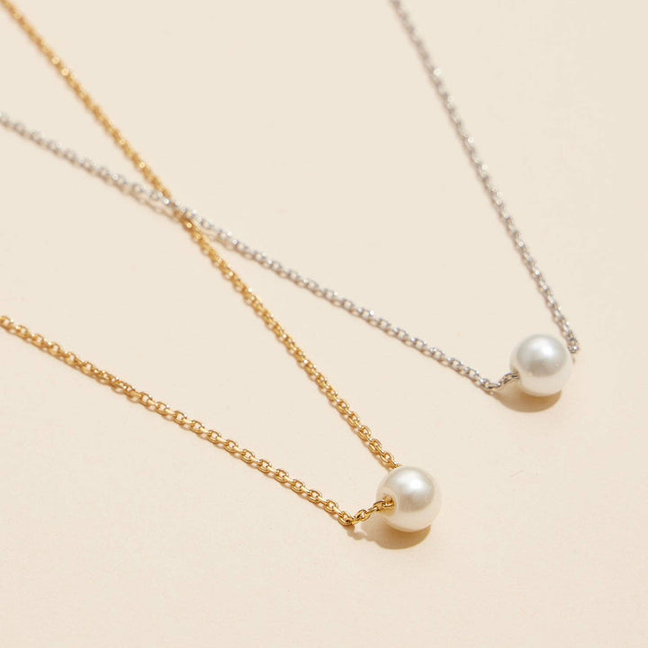 6mm Classic Pearl Charm 18K Gold Dip Necklace