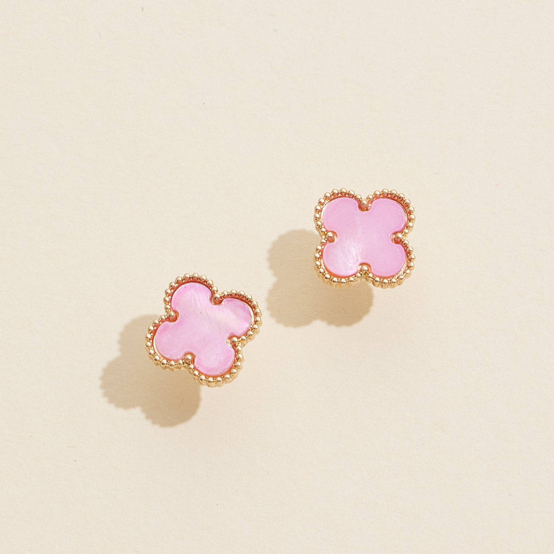 Clover Shape Shell Stud Earrings