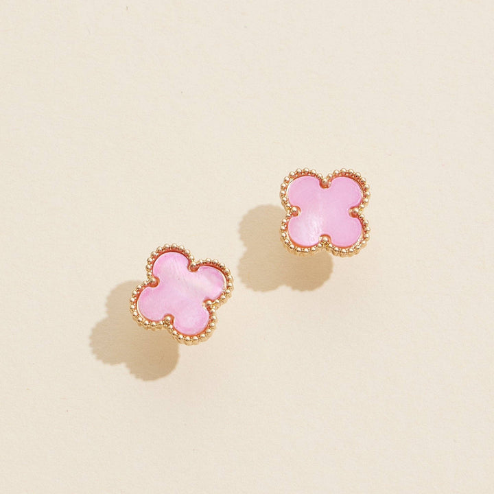 Clover Shape Shell Stud Earrings