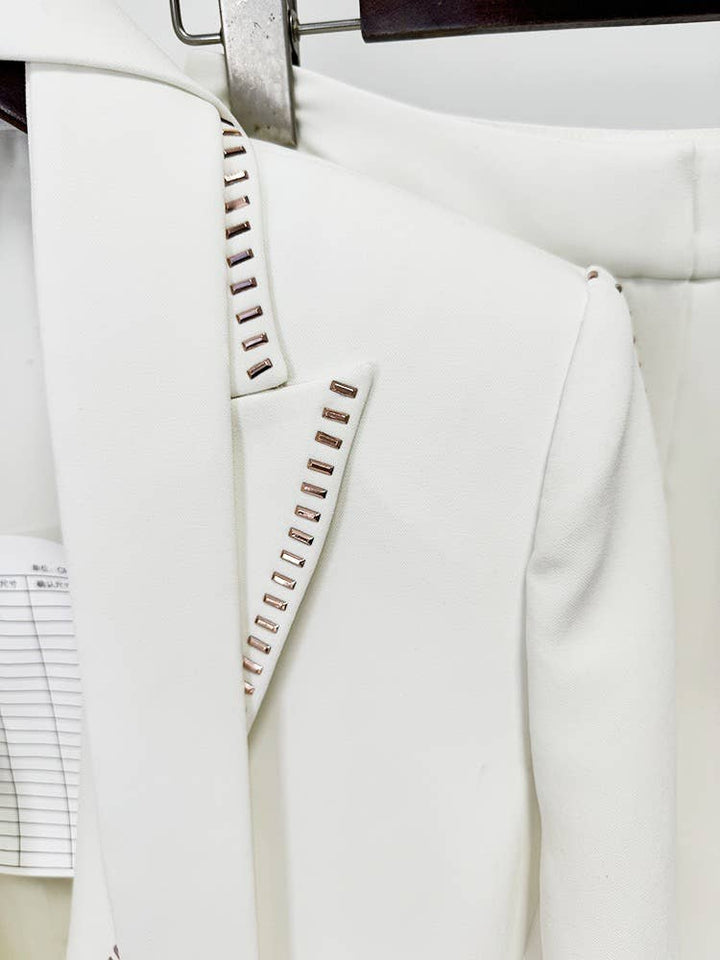 Elisa Diamond-Trim Suit Set