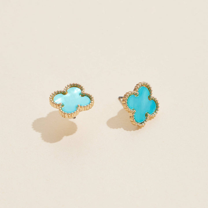 Clover Shape Shell Stud Earrings