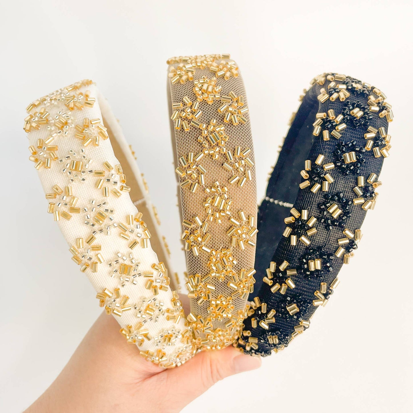 Beaded Metallic Starburst Mesh Padded Headband