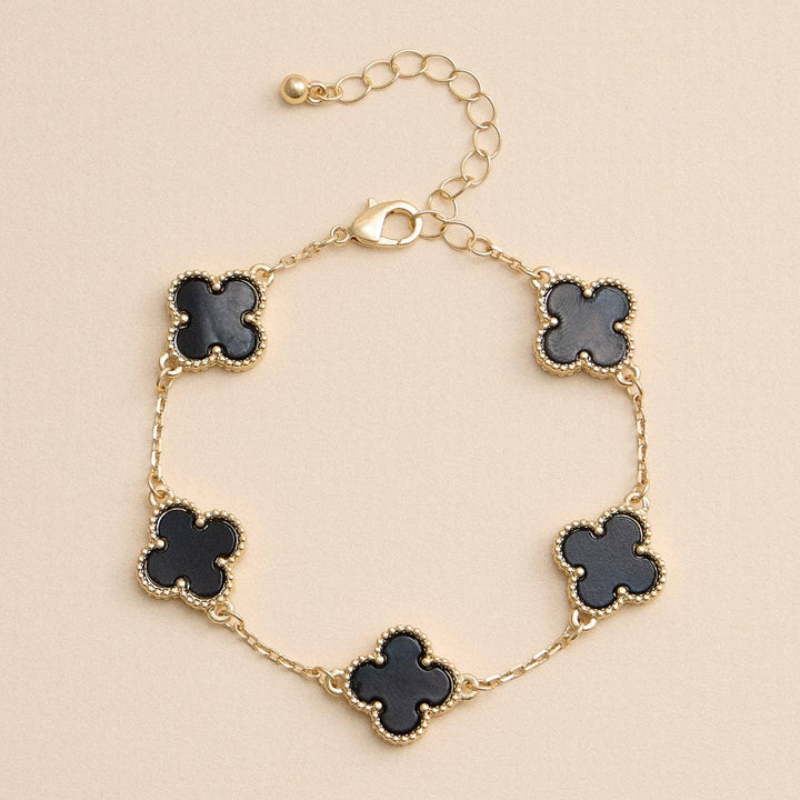 Gold Mother of Pearl Clover Bracelet & Necklace – Elegant Four-Leaf Clover Jewelry