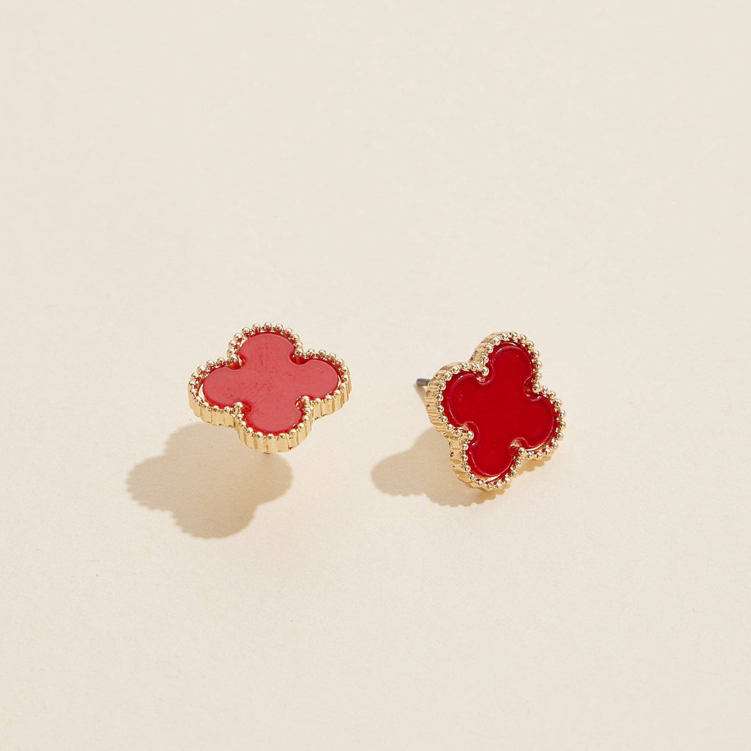Clover Shape Shell Stud Earrings