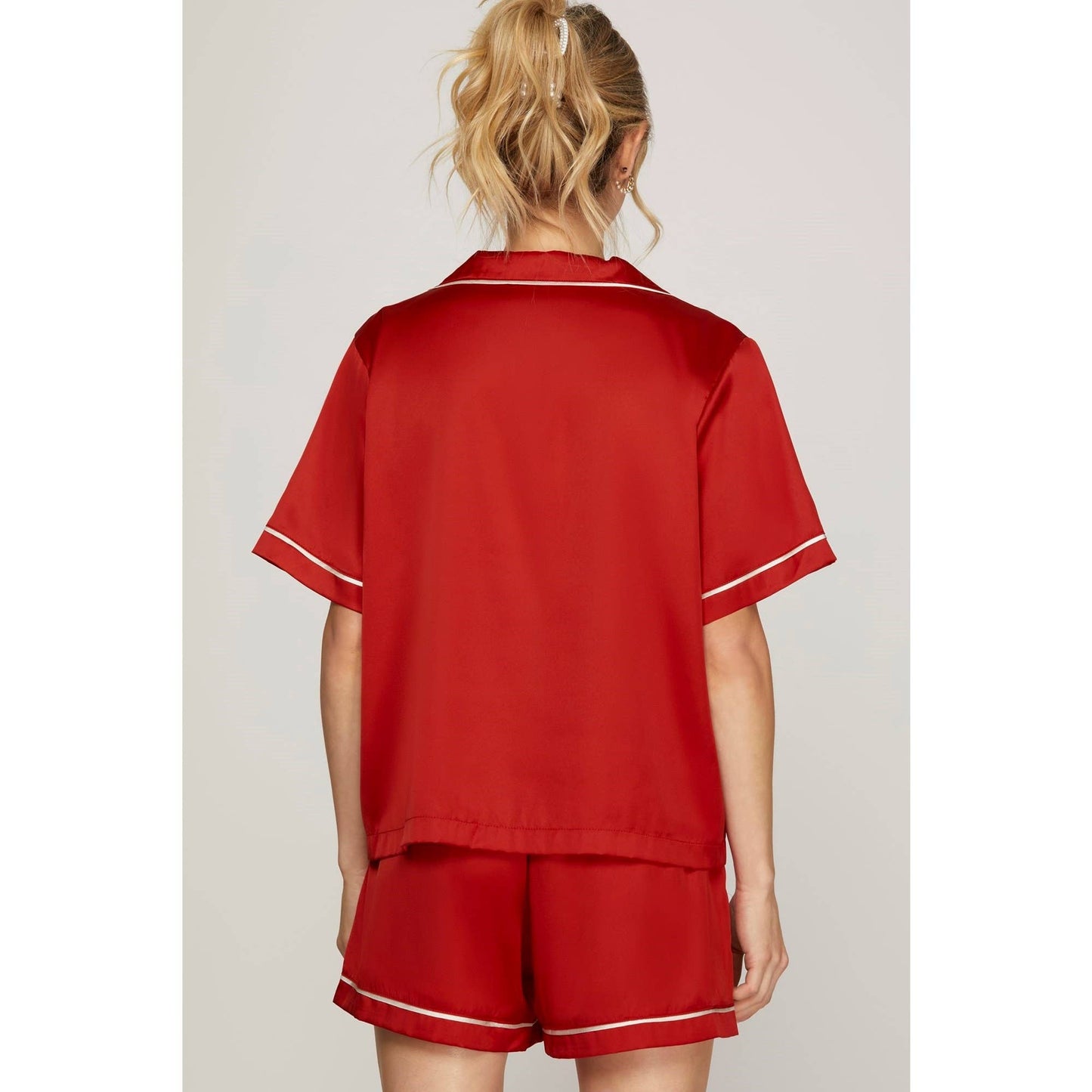 Satin Short Sleeve Top n Shorts Pajama Set