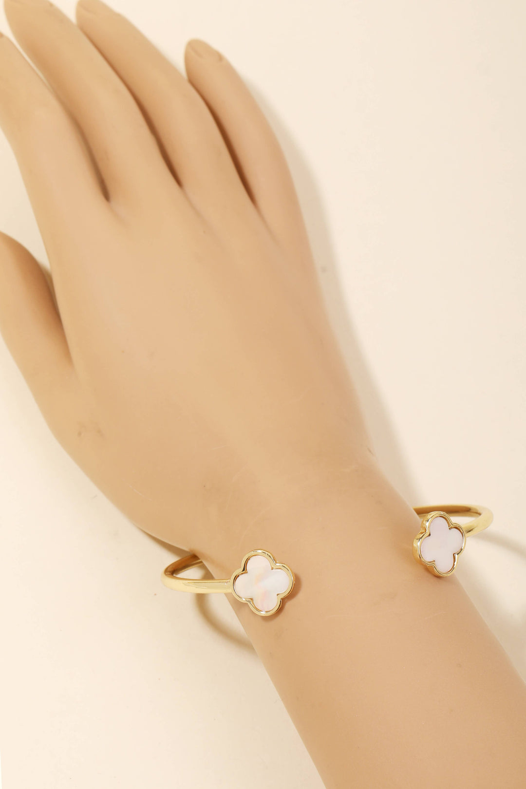 Double Clover Metallic Cuff Bracelet