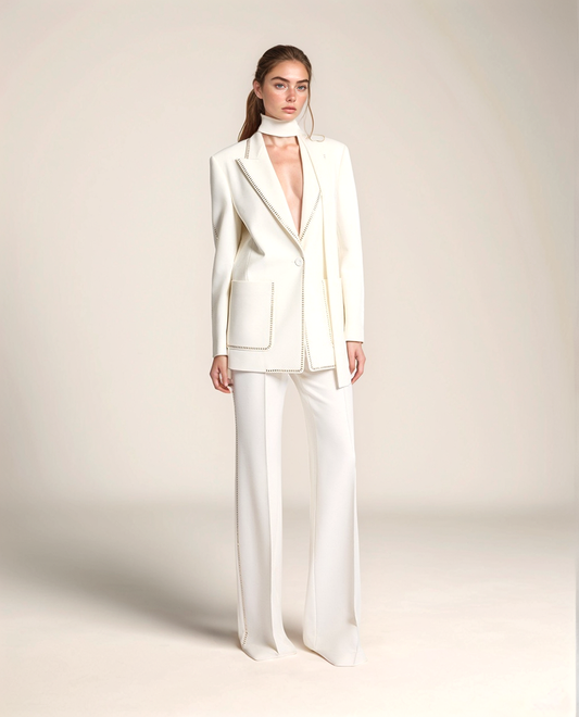 Elisa Diamond-Trim Suit Set