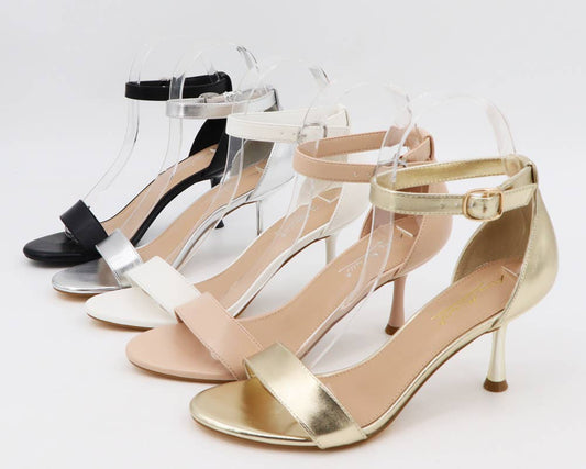 Anne Michelle JOY-21 Women Low Heel Ankle Strap Prom Sandals