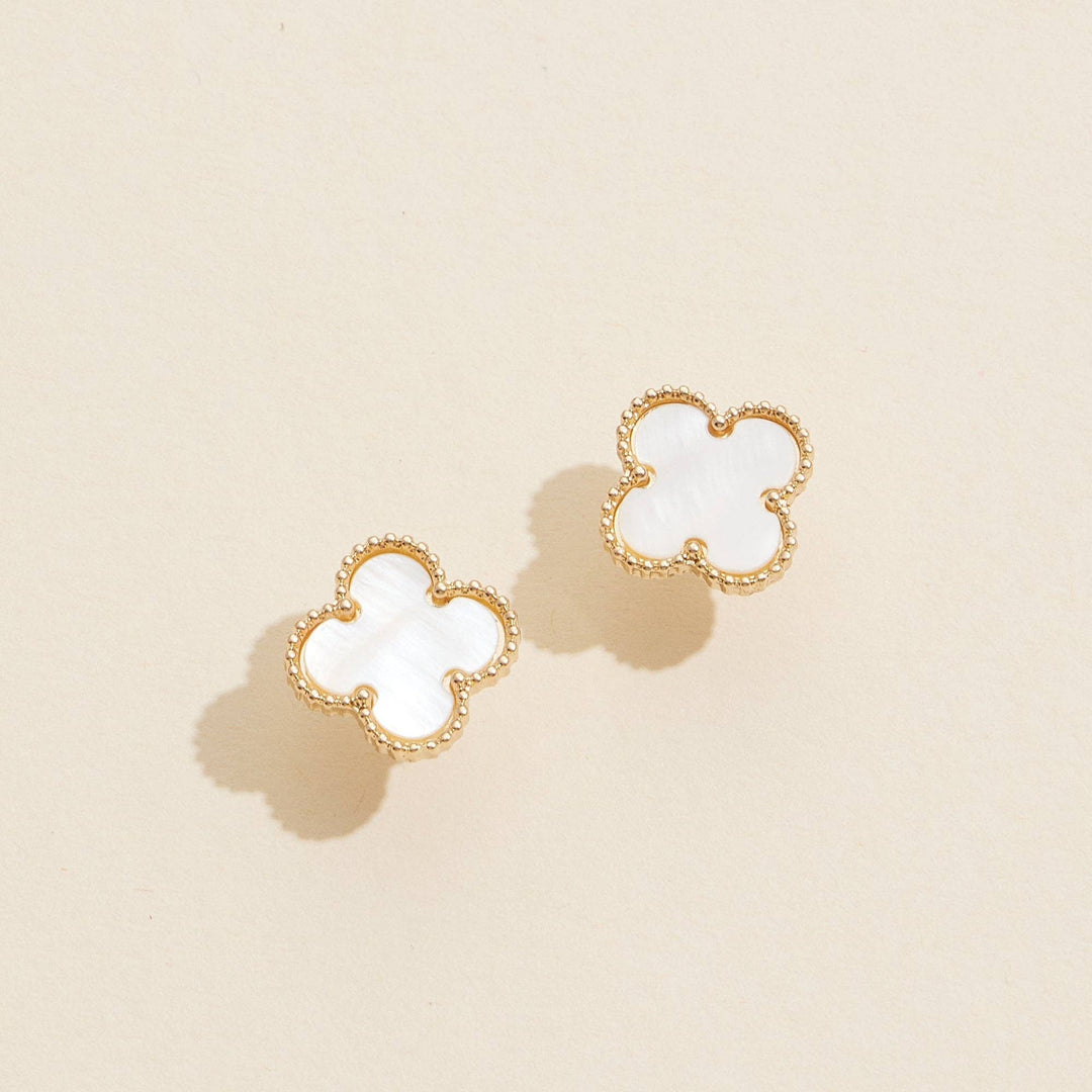 Clover Shape Shell Stud Earrings