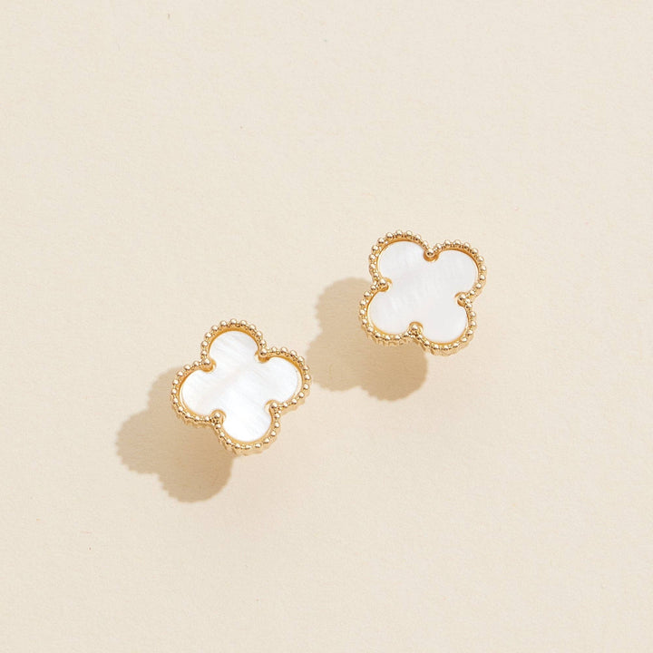 Clover Shape Shell Stud Earrings