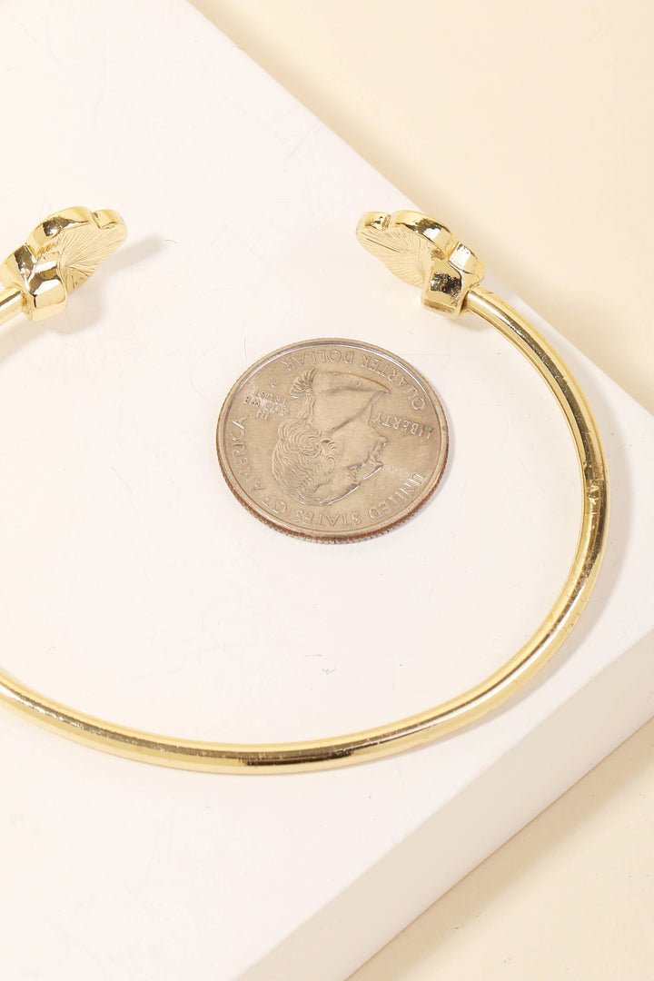 Double Clover Metallic Cuff Bracelet