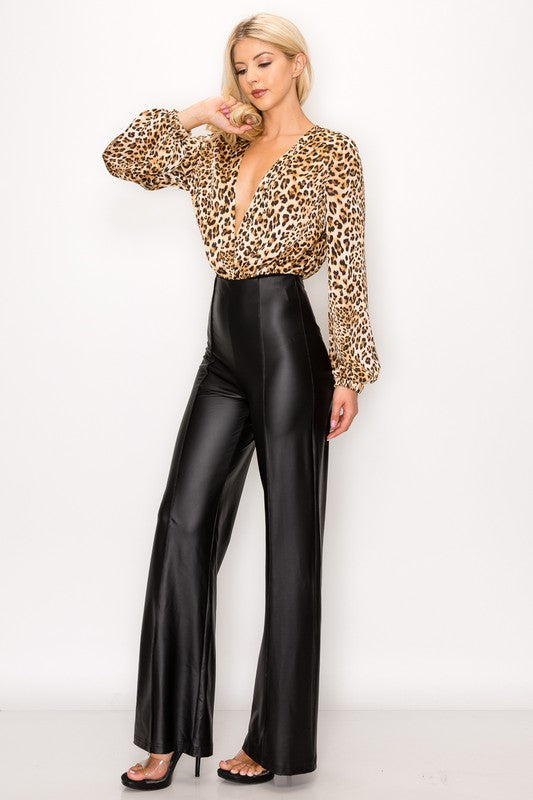 Natalie Faux Leather Flared Leggings